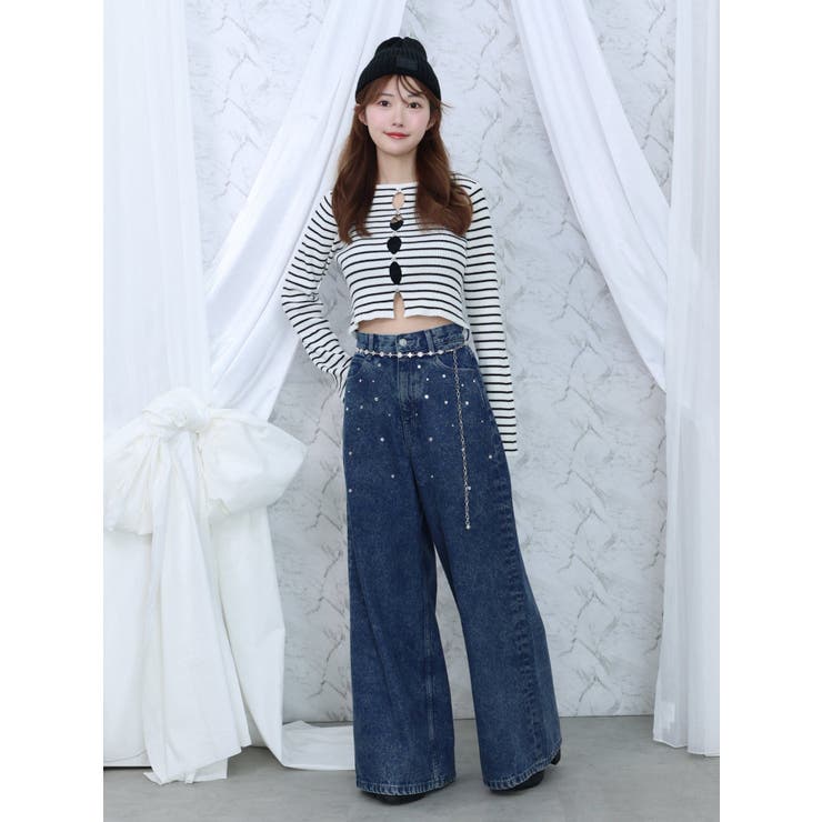 カットアウトストーン付ワイドデニムパンツ | EATME | 詳細画像7 