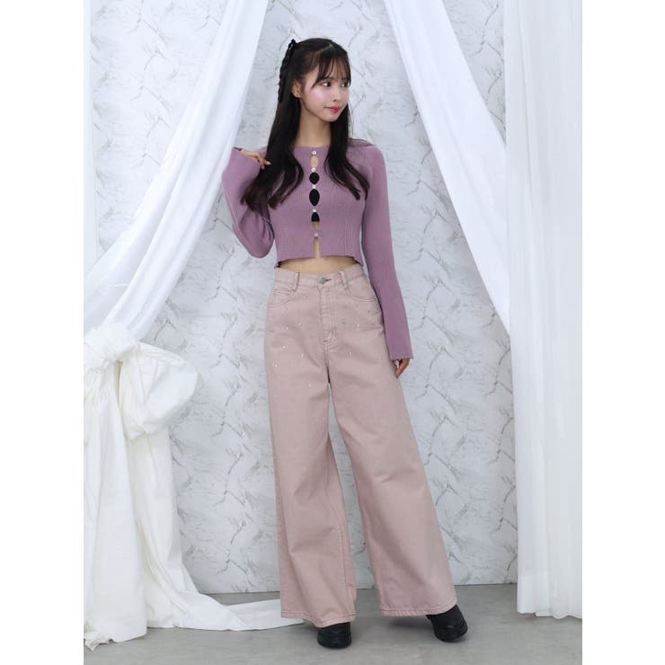 カットアウトストーン付ワイドデニムパンツ | EATME | 詳細画像9 