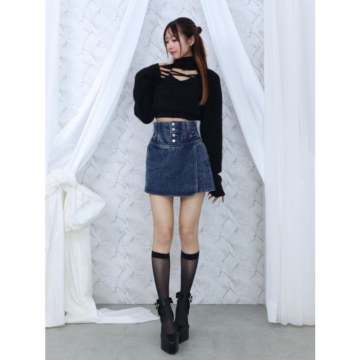 コルセットデニムショートパンツ（セットアップ可能）[品番