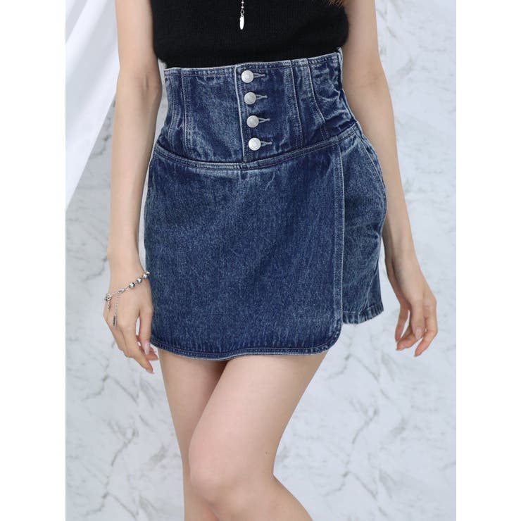 コルセットデニムショートパンツ（セットアップ可能）[品番