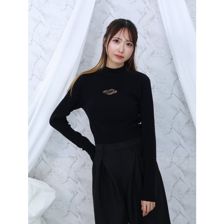 デコルテロゴ開きニットTOP | EATME | 詳細画像13 