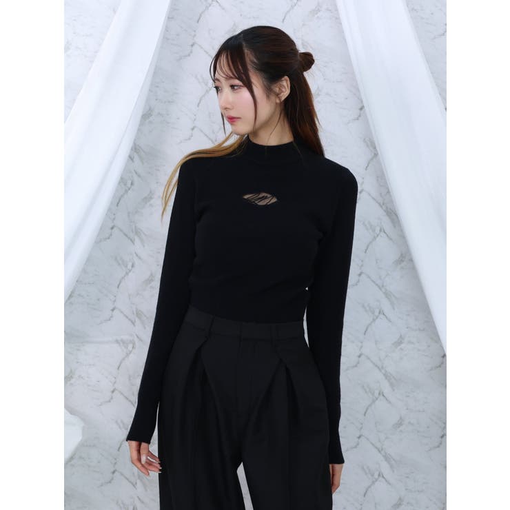 デコルテロゴ開きニットTOP | EATME | 詳細画像14 