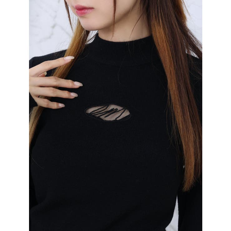 デコルテロゴ開きニットTOP | EATME | 詳細画像15 