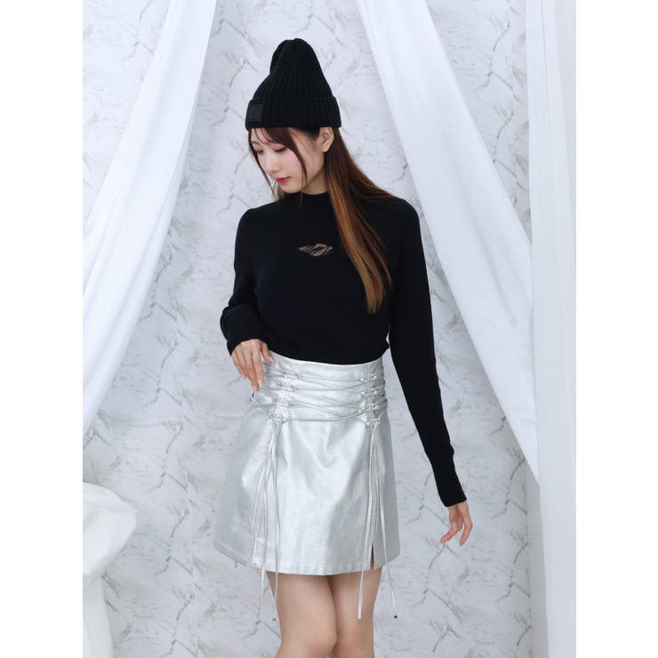 デコルテロゴ開きニットTOP | EATME | 詳細画像17 