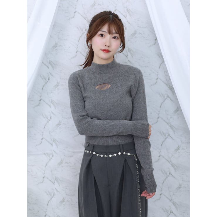 デコルテロゴ開きニットTOP[品番：MKSW0060919]｜EATME（イートミー