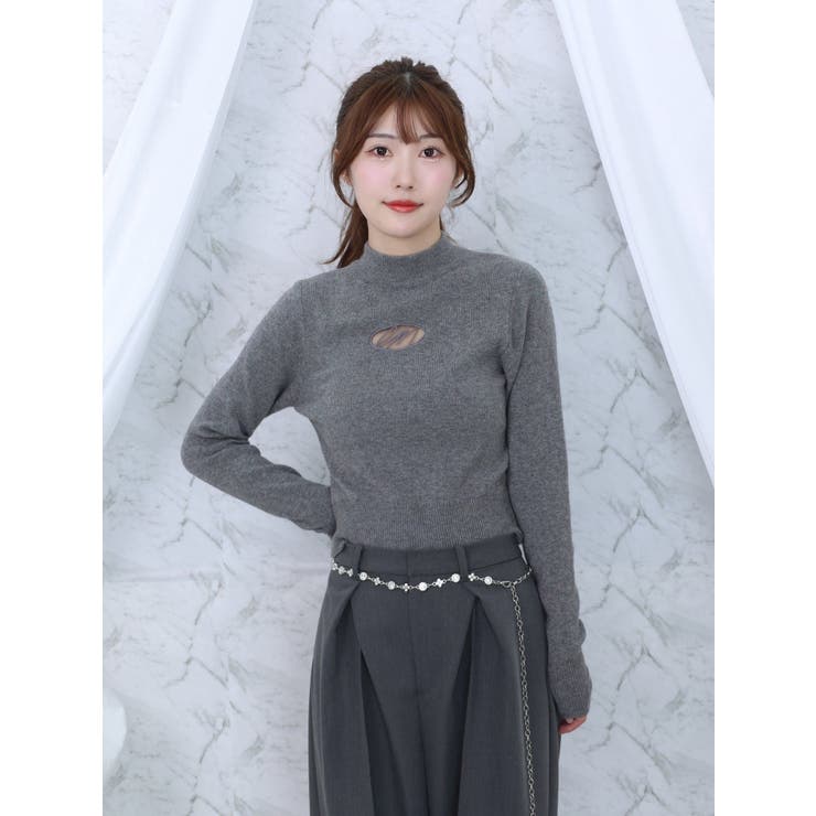 デコルテロゴ開きニットTOP | EATME | 詳細画像6 