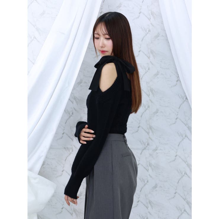 リボンショルダーニットTOP[品番：MKSW0060922]｜EATME