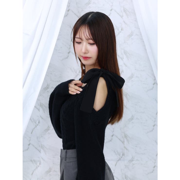 リボンショルダーニットTOP | EATME | 詳細画像11 