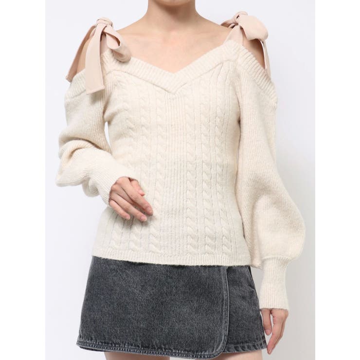 リボンショルダーニットTOP | EATME | 詳細画像33 