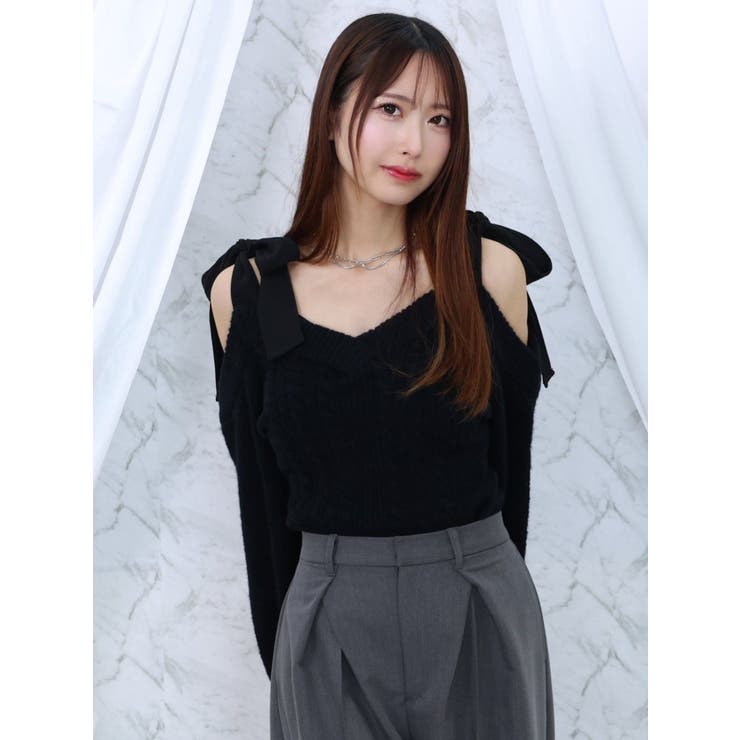 EATME リボンショルダーニットTOP リボンショルダーニットTOP[品番：MKSW0060922]｜EATME