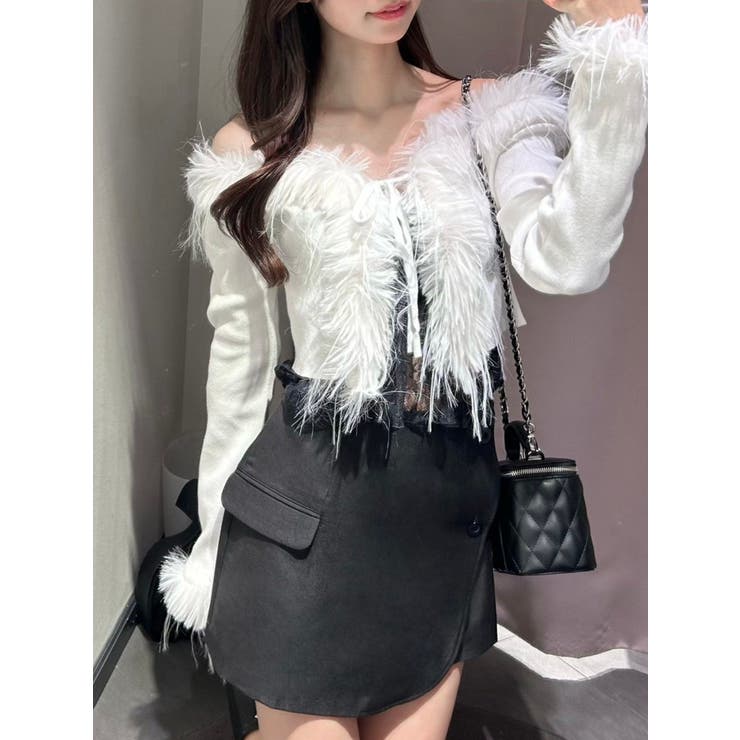 オフホワイト | フェイクファーカーディガン | EATME