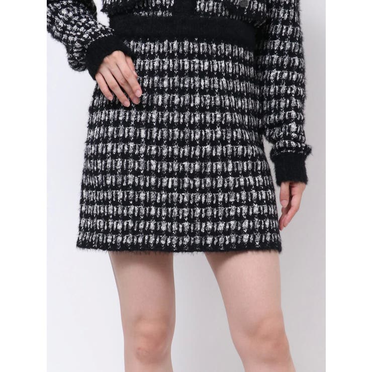 ブラック | ツイードライクニットスカート（セットアップ可能） | EATME