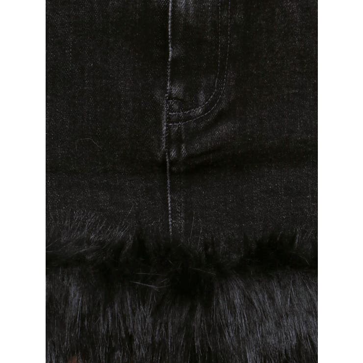 ヘムフェイクファーデニムミニスカート[品番：MKSW0061278]｜EATME