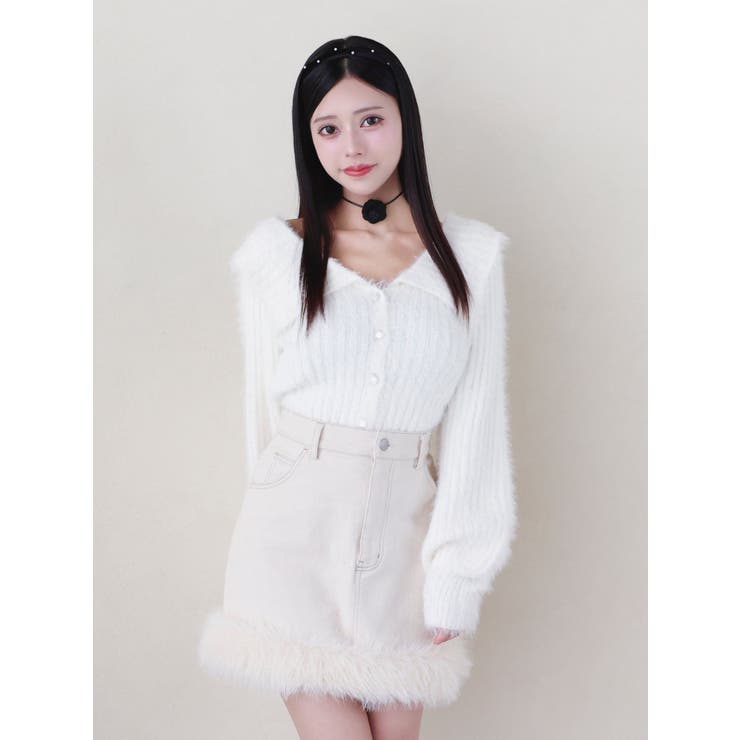 EATME シャツカラーアンサンブルニットTOP オフホワイト イートミー