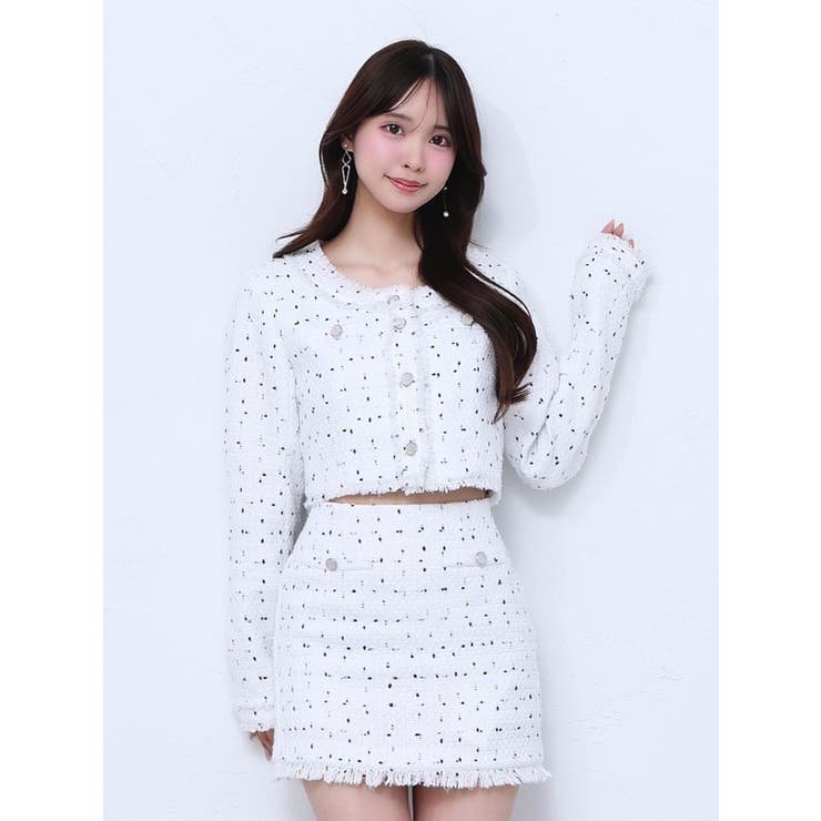 オフホワイト | クロップドツイードジャケット（セットアップ可能） | EATME