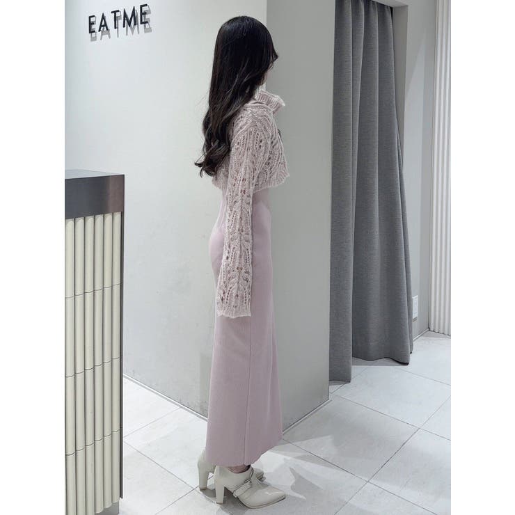 EAT ME レイヤードニットワンピース イートミー EATME レイヤードニットワンピース （グレー） -靴