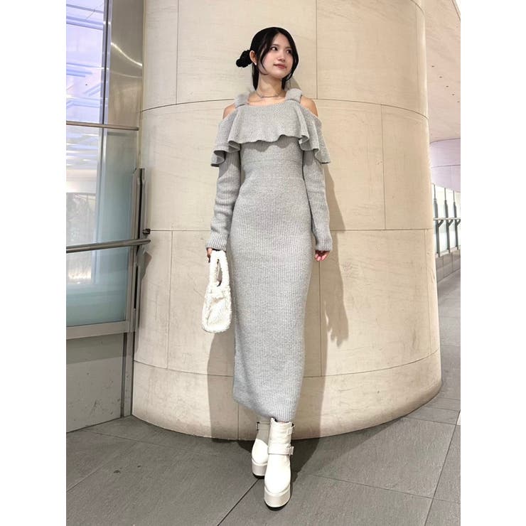 EATME オフショルニットワンピース EATME オフショルニットワンピース（レッド） -ファッション通販