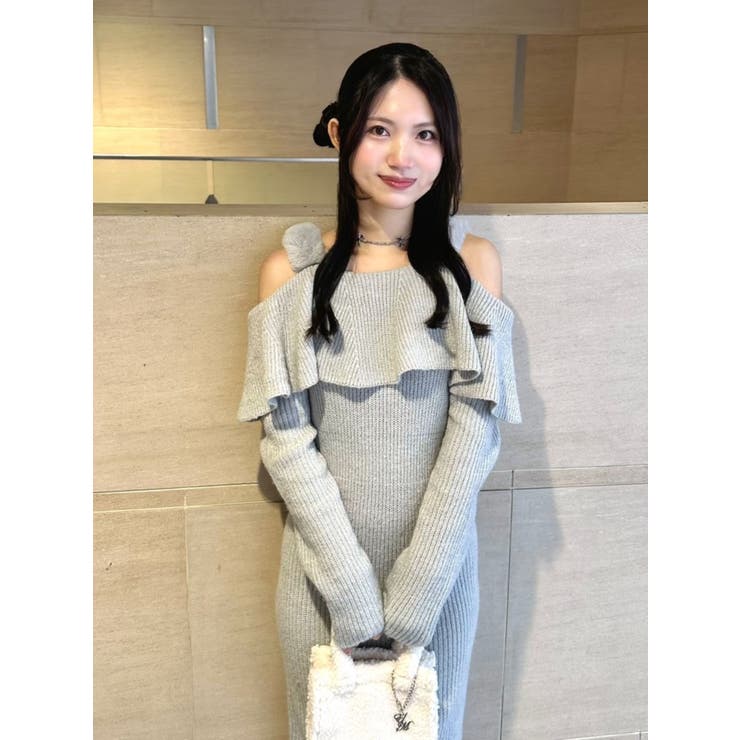 EATME オフショルニットワンピース EATME オフショルニットワンピース（レッド） -ファッション通販