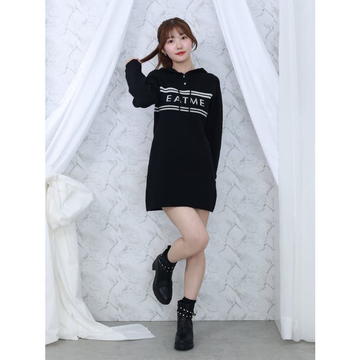 フーディーロゴニットワンピース | EATME | 詳細画像19 