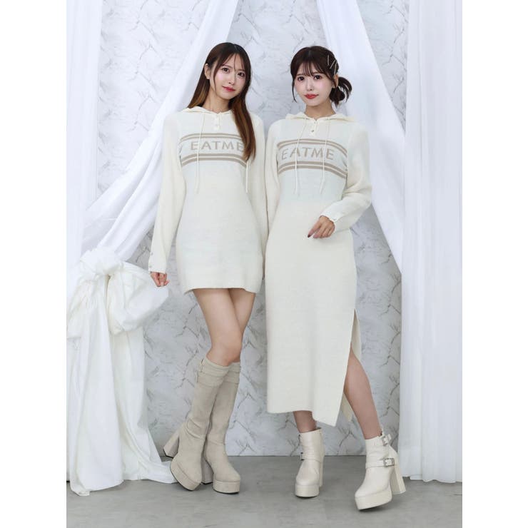 フーディーロゴニットワンピース | EATME | 詳細画像2 