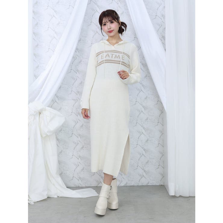 フーディーロゴニットワンピース | EATME | 詳細画像4 