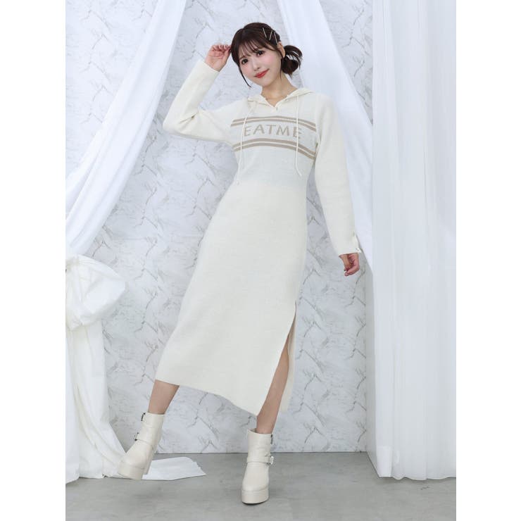 フーディーロゴニットワンピース | EATME | 詳細画像5 