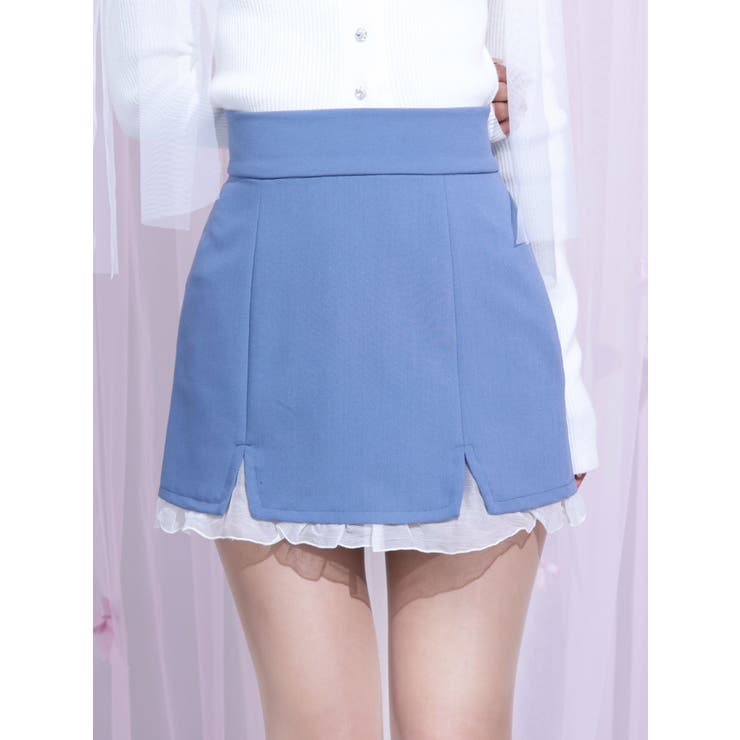 ブルー | シアーレイヤードスリットミニスカート | EATME