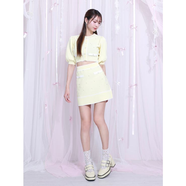 バイカラーストーンニットスカート（セットアップ可能） | EATME | 詳細画像12 