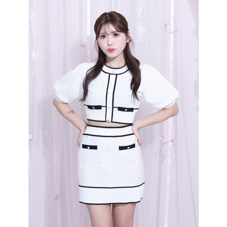 バイカラーストーンニットスカート（セットアップ可能） | EATME | 詳細画像5 