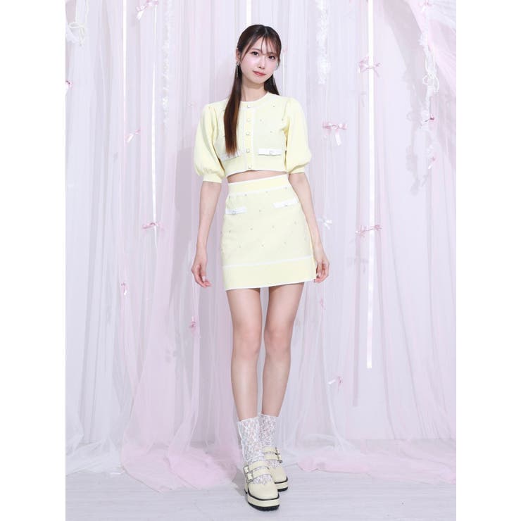 バイカラーストーンニットTOP（セットアップ可能）[品番