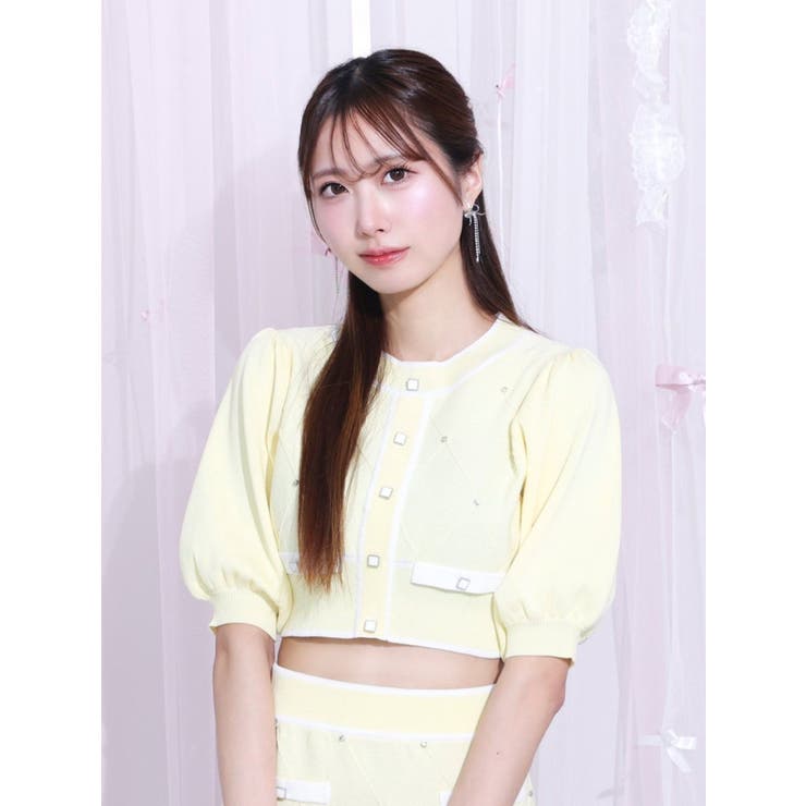バイカラーストーンニットTOP（セットアップ可能）[品番