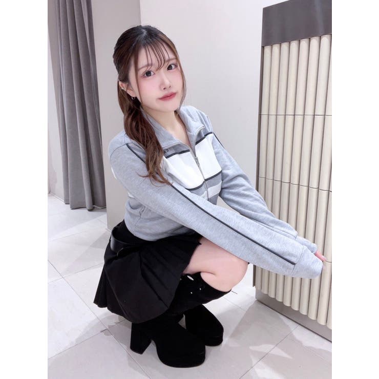 バイカラーラインジップスウェット（セットアップ可能）[品番