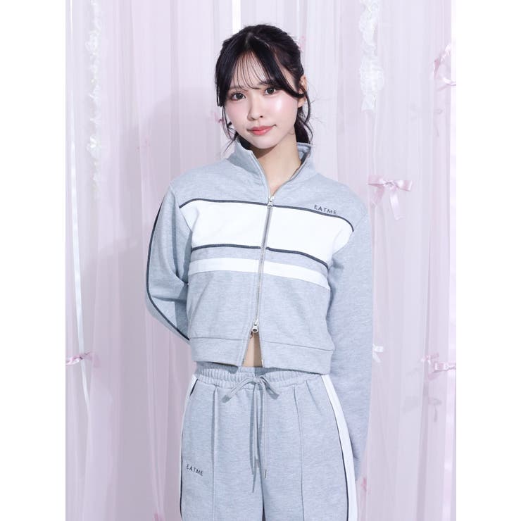 バイカラーラインジップスウェット（セットアップ可能） | EATME | 詳細画像16 