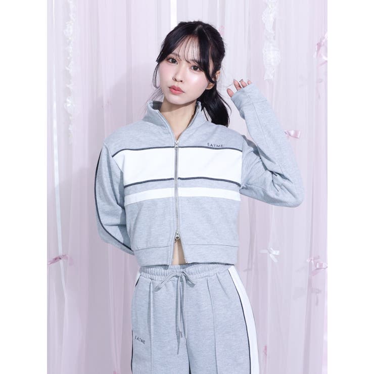 バイカラーラインジップスウェット（セットアップ可能） | EATME | 詳細画像17 