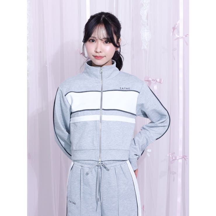 バイカラーラインジップスウェット（セットアップ可能） | EATME | 詳細画像18 