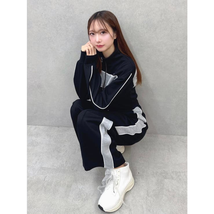 バイカラーラインジップスウェット（セットアップ可能） | EATME | 詳細画像39 