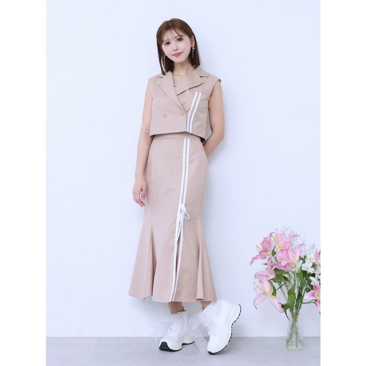 ラインショートベスト（セットアップ可能） | EATME | 詳細画像4 