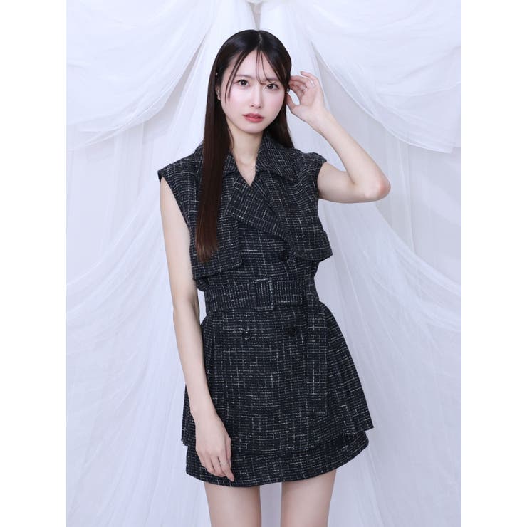 ツイードプリーツベスト&スカートSet | EATME | 詳細画像4 