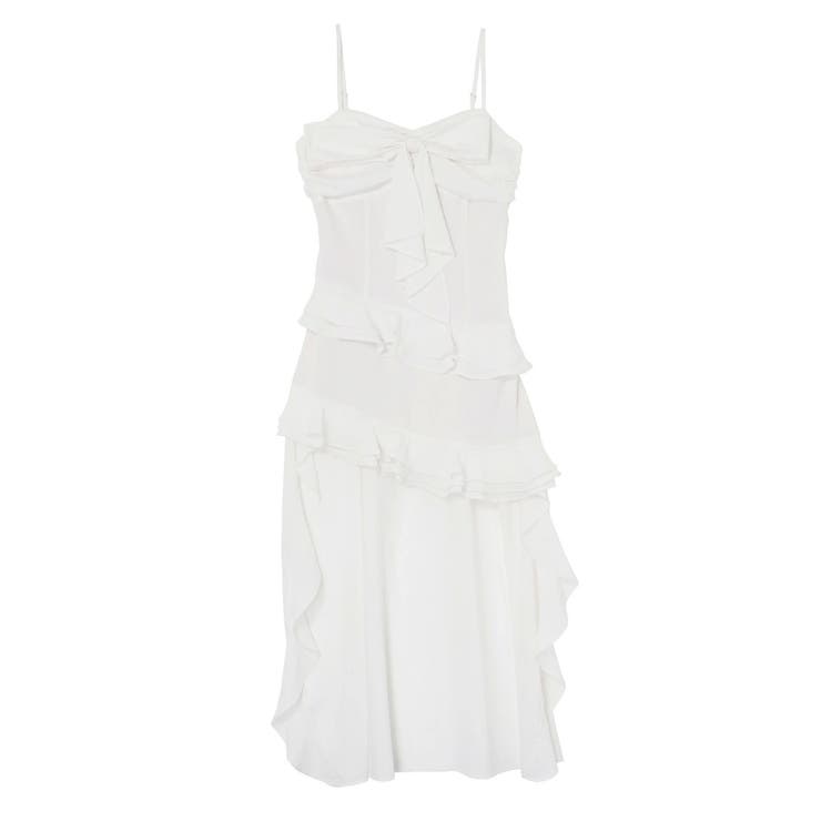 オフホワイト | ラッフルアシンメトリーワンピース | EATME