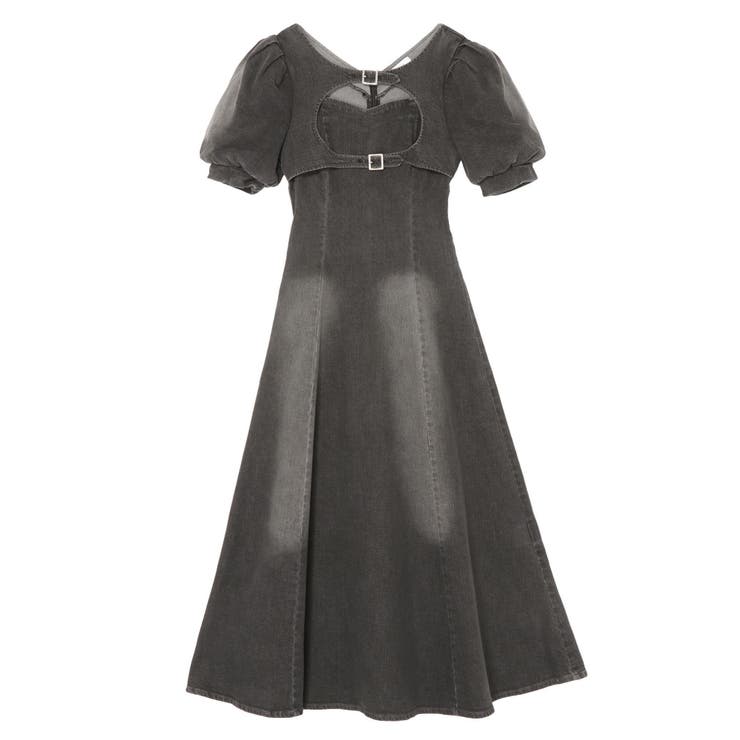 ブラック | ダブルベルトデザインデニムワンピース | EATME