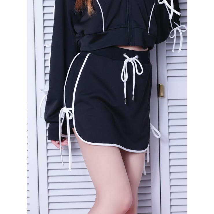 ブラック | リボンスウェットミニスカパン（セットアップ可能） | EATME