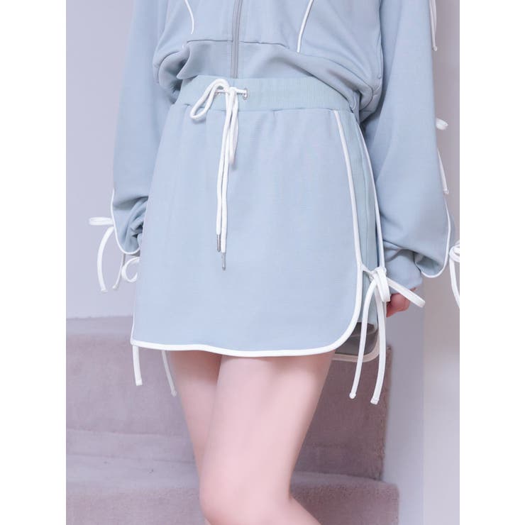 ブルー | リボンスウェットミニスカパン（セットアップ可能） | EATME