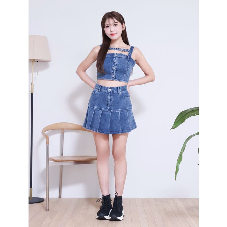 【 JEANS】◆プリーツ デニム スカート◆正規品◆ プリーツデニムスカート（セットアップ可能）[品番：MKSW0063265