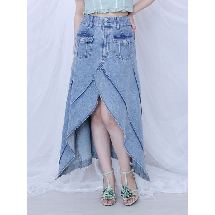 FRONTスリットロングデニムスカート | EATME | 詳細画像2 