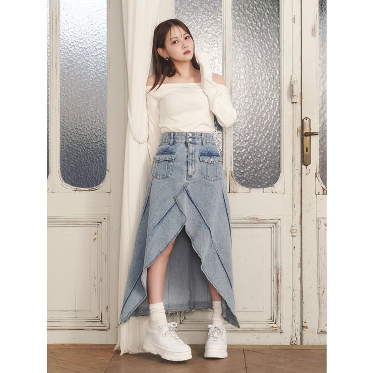 FRONTスリットロングデニムスカート | EATME | 詳細画像3 