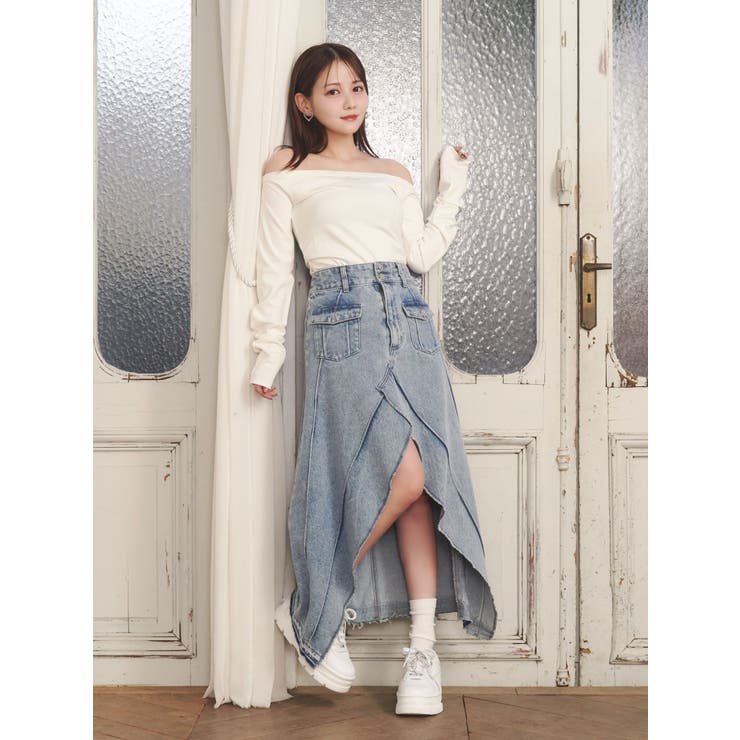 FRONTスリットロングデニムスカート | EATME | 詳細画像4 