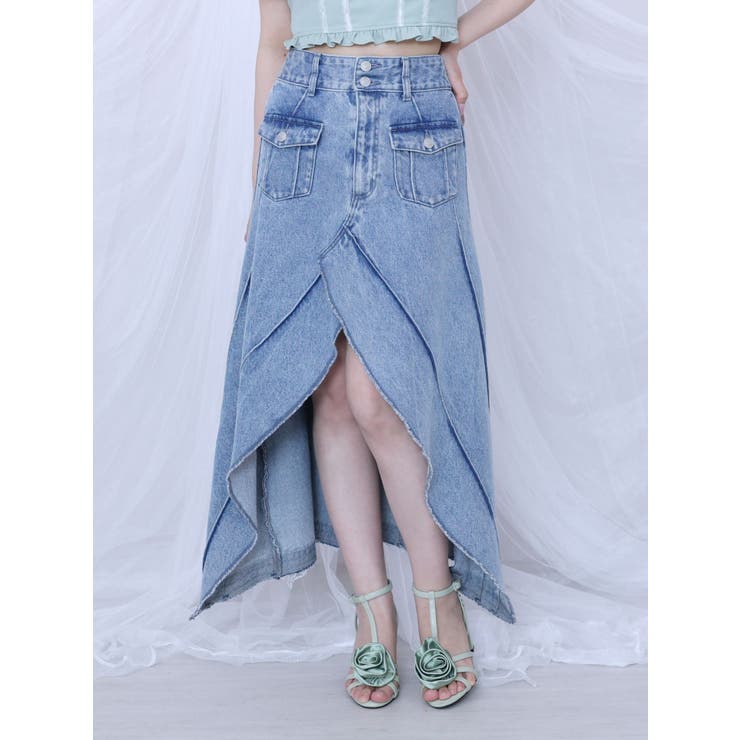 アイスブルー | FRONTスリットロングデニムスカート | EATME
