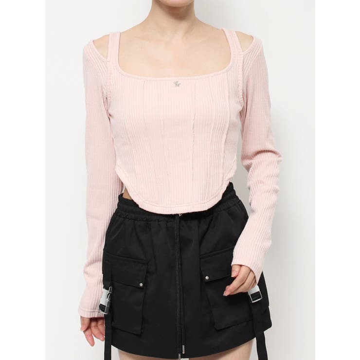 カットアウトショルダーリブTOP[品番：MKSW0062727]｜EATME