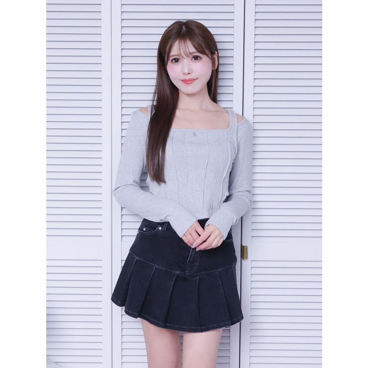 カットアウトショルダーリブTOP[品番：MKSW0062727]｜EATME