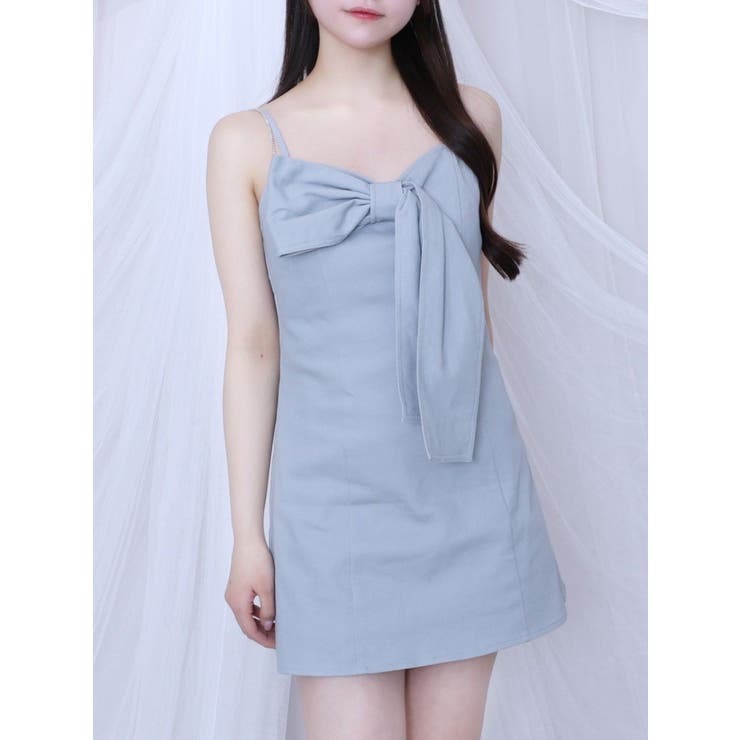 ブルー | ストーンストラップリボンワンピース | EATME